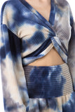 EDITH FRONT TWISTED TOP (BRUSH TAUPE BLUE TIE DYE)-VT2804