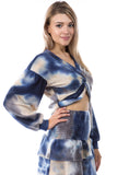 EDITH FRONT TWISTED TOP (BRUSH TAUPE BLUE TIE DYE)-VT2804