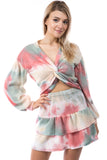 EDITH FRONT TWISTED TOP (BRUSH TAUPE PINK TIE DYE)-VT2804