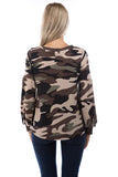 STELLA BUBBLE SLEEVE TOP (BROWN CAMO)-VT2817