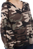 STELLA BUBBLE SLEEVE TOP (BROWN CAMO)-VT2817