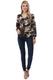 STELLA BUBBLE SLEEVE TOP (BROWN CAMO)-VT2817
