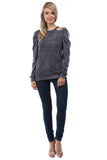VICTORIA PUFF LONG SLEEVE TOP (FRENCH TERRY CHARCOAL TIE DYE)-VT2852