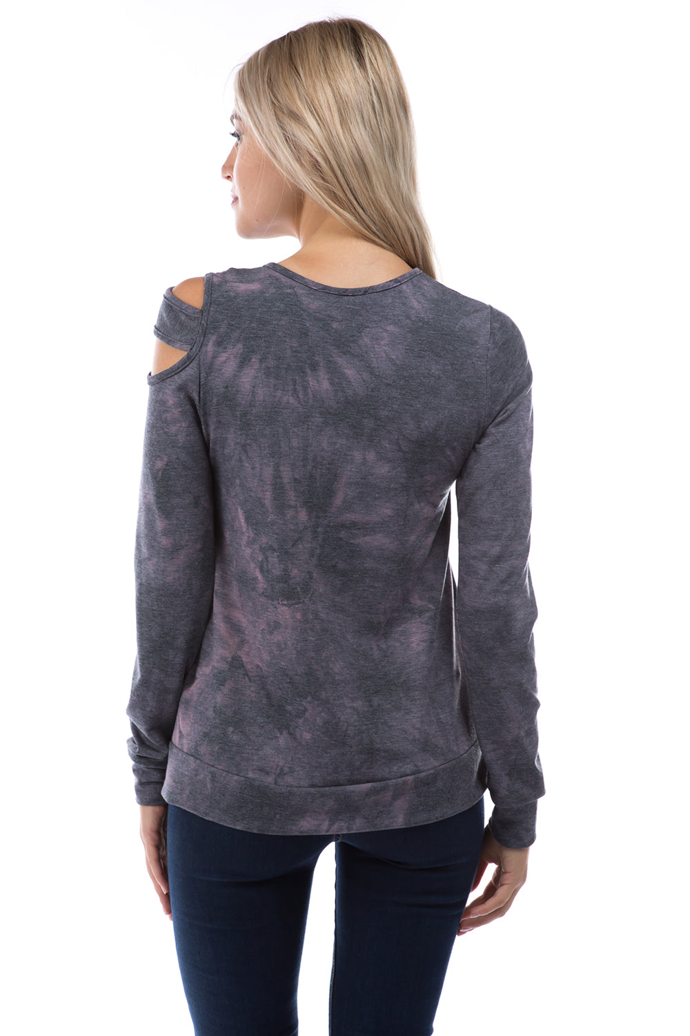 VICTORIA CROSS NECK STRAP TOP (FRENCH TERRY CHARCOAL TIE DYE)-VT2854