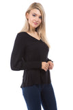 ANN SMOKING BALLOON SLEEVE TOP (BLACK)-VT2862