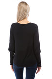 ANN SMOKING BALLOON SLEEVE TOP (BLACK)-VT2862