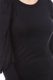 ANN BALLON SLEEVE BOAT NECK TOP (BLACK)-VT2863
