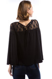 LEAH LACE YOKE TOP (BLACK)-VT2884