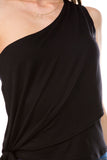 ANAIS ASYMMETRICAL WAIST RIBBON TIE TOP (BLACK)- VT2917