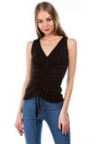 ANAIS FRONT SHIRRING TOP (BLACK)- VT2918