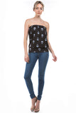 SASKIA TUBE TOP (BLACK SKULL)- VT2924