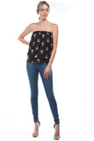 SASKIA TUBE TOP (BLACK SKULL)- VT2924