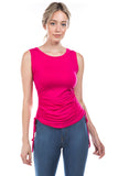 LILY SIDE DRAWING STRING TOP (HOT PINK)- VT2941