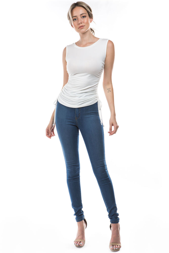 Copy of LILY SIDE DRAWING STRING TOP (IVORY)- VT2941