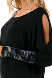 MILLIE SMOKING  CUFFS TOP (BLACK / BLUE CAMO)- VT3041