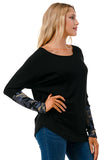 MILLIE SMOKING  CUFFS TOP (BLACK / BLUE CAMO)- VT3041