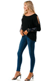 MILLIE SMOKING  CUFFS TOP (BLACK / BLUE CAMO)- VT3041