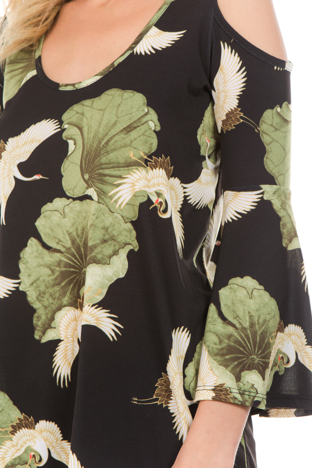 PRINTED BRENDA TOP (Black/Bird)- VT7365