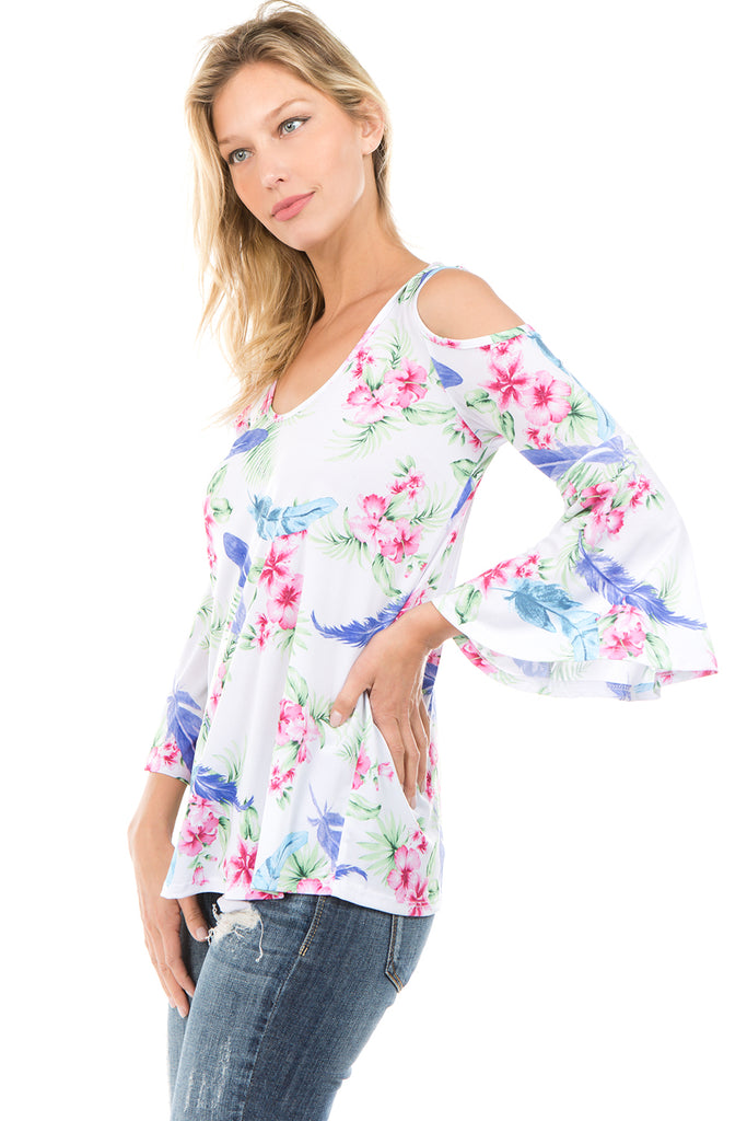 PRINTED BRENDA TOP (White Multi)- VT7365