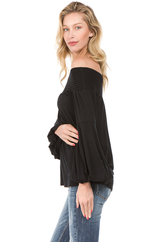 LAYLA OFF SHOULDER TOP (Black)- VT2215