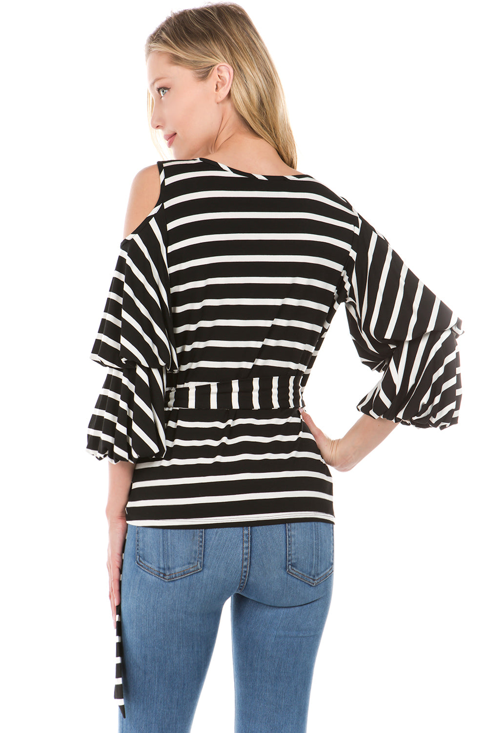 MARY WRAP TOP (Blk/Wht)- VT2198